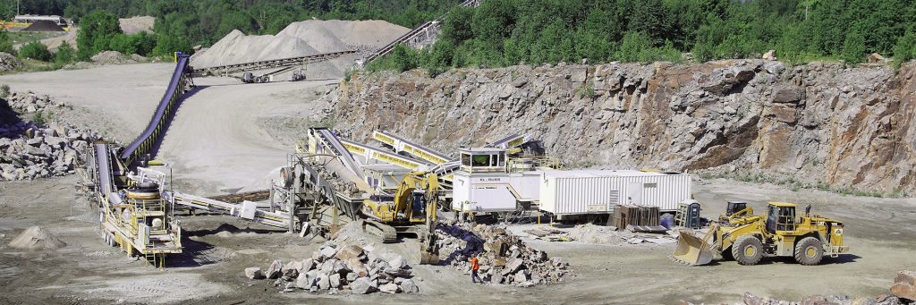 Aerial view of an aggregate quarry