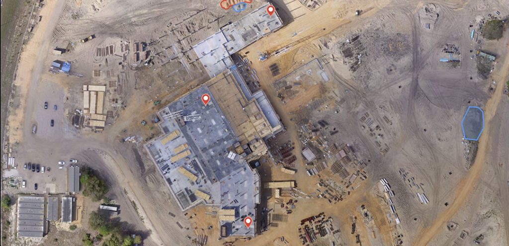 Construction project planning can be facilitated with drones to monitor progress.