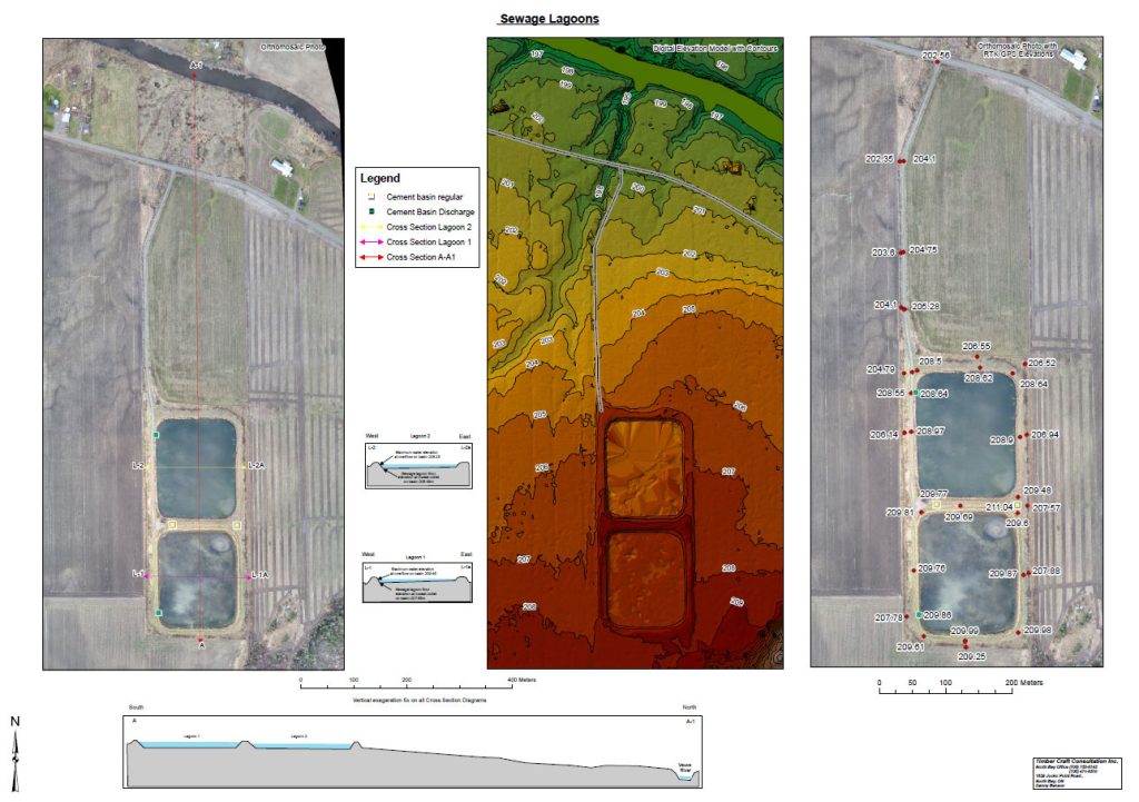 Orthographics mapping of sewage lagoons.s