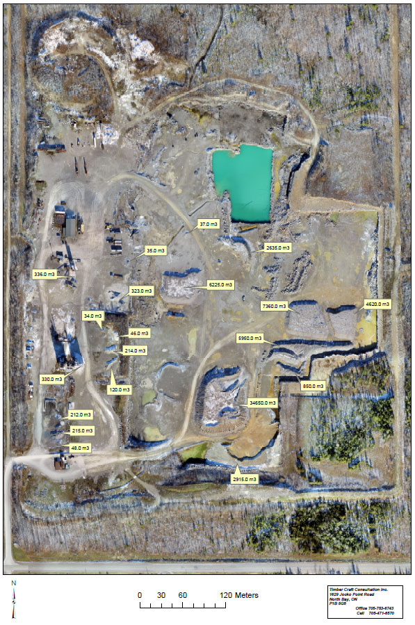 Stockpile Volume Surveying was performed on this quarry using our drones.